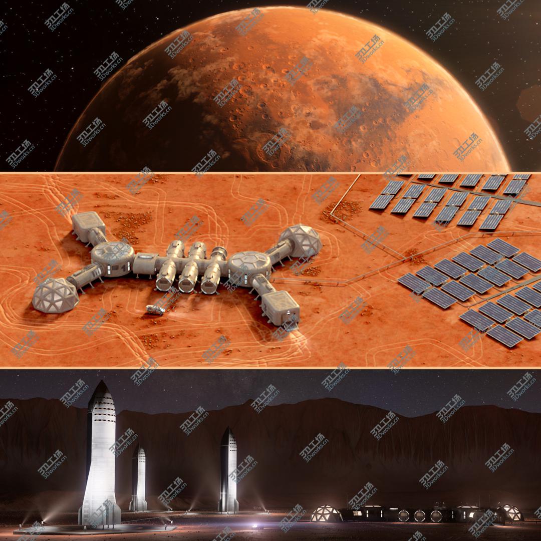images/goods_img/2021040235/Martian base colony in the crater Planet Mars high detailed animated 3d scene. 3D/1.jpg